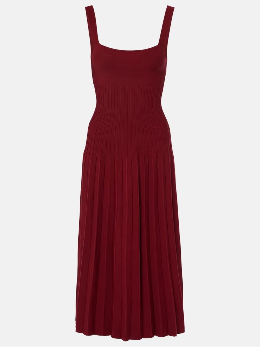 STAUD Ellison NWT Pleated Midi Dress in Burgundy - Picture 3 of 7